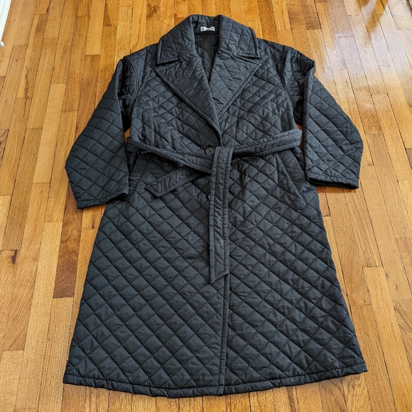 Women’s Long Sleeve Quilted Jacket - Prologue™ Sz L cotton blend. Black. Belted. - Picture 4 of 15